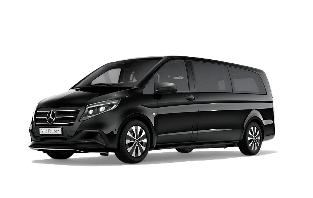 Schwarzer Mercedes Vito Tourer von Arndt Autovermietung – 9 Sitzer mieten