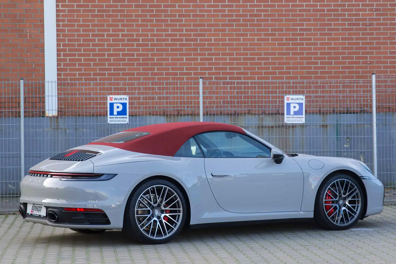 Porsche 911 Cabrio mieten | Heck- und Seitenansicht | Autovermietung Arndt